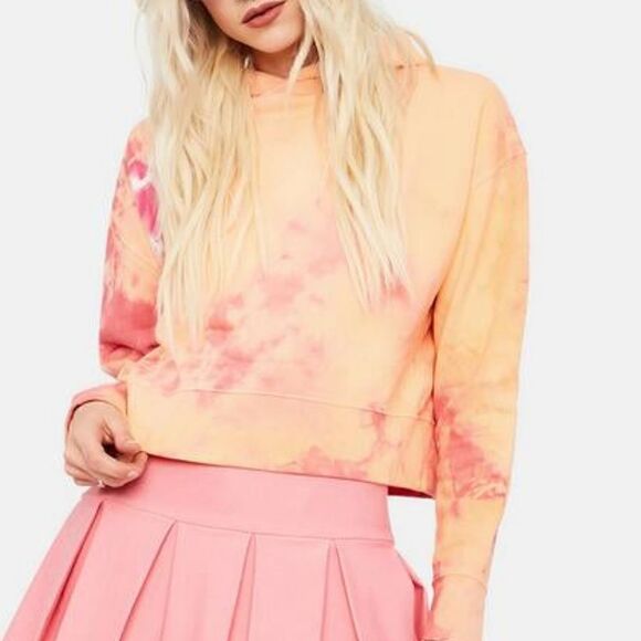 Frankie's Bikinis Sherbert Burl Tie Dye Heart Cropped Sweatshirt Size Medium NWT - Picture 4 of 8